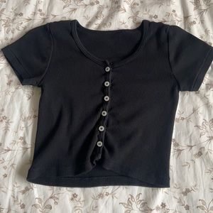 Brandy Melville Black Button Up Tee